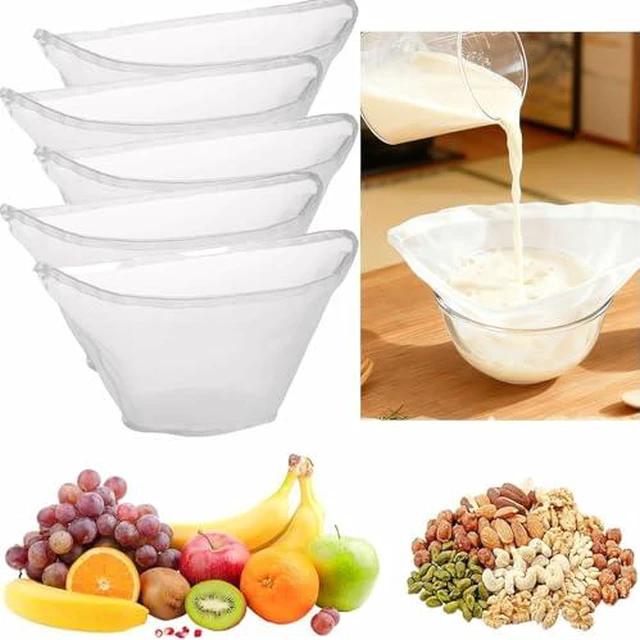 Alt view image 2 of 2 - 5PCS Cheese Cloth Bags for Straining, Bowl-shaped reusable nylon cheese cloth filter bag, fine mesh multi-purpose food filter bag, suitable for nut milk, juice, soy milk, dumpling fillings. (Large)