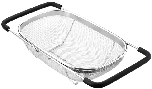 Main image of Fine Mesh Colander Over The Sink 6 Quart Stainless Steel Strainer Basket