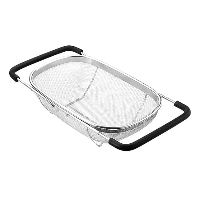 Alt view image 2 of 2 - Fine Mesh Colander Over The Sink 6 Quart Stainless Steel Strainer Basket