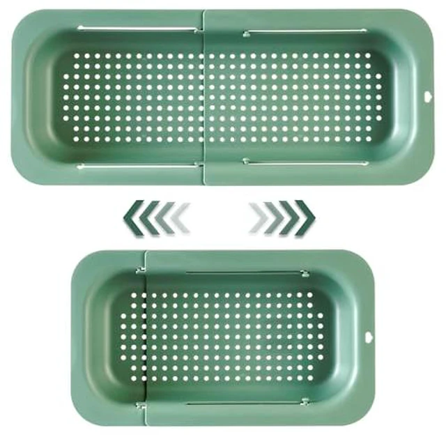 Alt view image 4 of 5 - Extendable Sink Colander Strainer Basket - Wash Vegetables and Fruits, Drain Cooked Pasta and Dry Dishes - Adjustable Over the Sink Colander Collapsible Drainer Basket -Gray