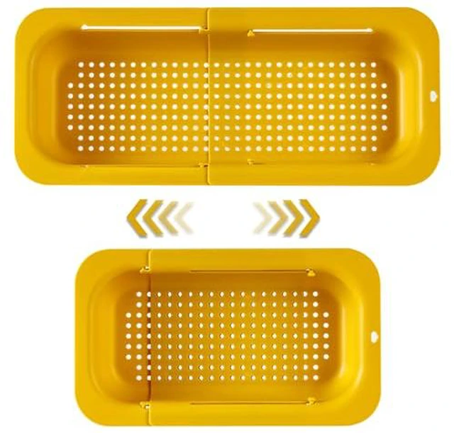 Alt view image 5 of 5 - Extendable Sink Colander Strainer Basket - Wash Vegetables and Fruits, Drain Cooked Pasta and Dry Dishes - Adjustable Over the Sink Colander Collapsible Drainer Basket -Gray