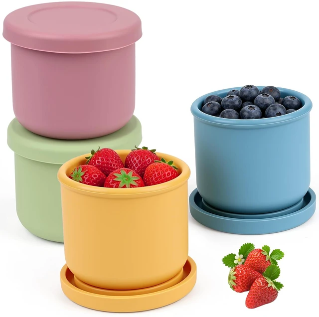 Main image of YQL 4 Pack 8 oz Silicone Snack Containers for Kids, Snack Boxes with Lids