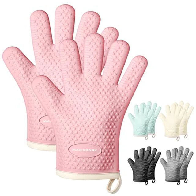 Alt view image 5 of 6 - SHARK Silicone Oven Mitts with Fingers Heat Resistant 450°F in Kitchen