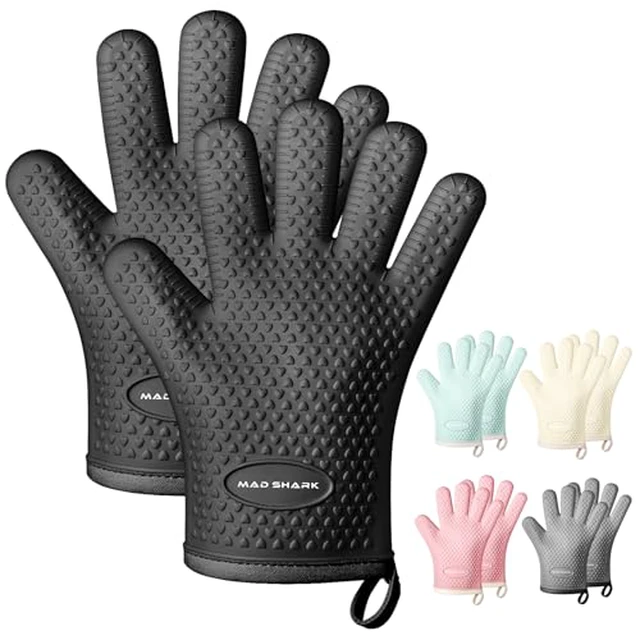Alt view image 3 of 6 - SHARK Silicone Oven Mitts with Fingers Heat Resistant 450°F in Kitchen