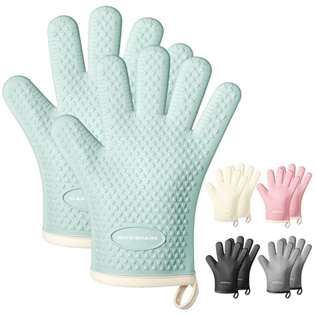 Alt view image 4 of 6 - SHARK Silicone Oven Mitts with Fingers Heat Resistant 450°F in Kitchen
