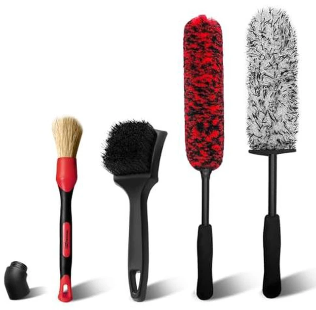 Alt view image 2 of 5 - YeewayVeh 6PCS Motorcycle Cleaning Kit, Bendable Wheel Tire Brush,Black/Red