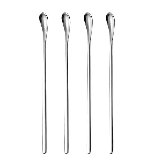 Alt view image 2 of 6 - Delove Stainless Steel Coffee Stirring Spoon Beverage Cocktail Stirrers Stir Cocktail Drink Mixing Swizzle Stick- Tiny Salt Condiment Spoon - Reusable - Set of 4 (7.6-Inch)