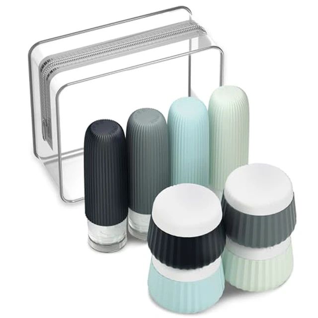 Alt view image 3 of 3 - Travel Bottles - 8 Pack, TSA Approved Travel Size Toiletries, Leak Proof Silicone Squeezable Containers in Clear Bag