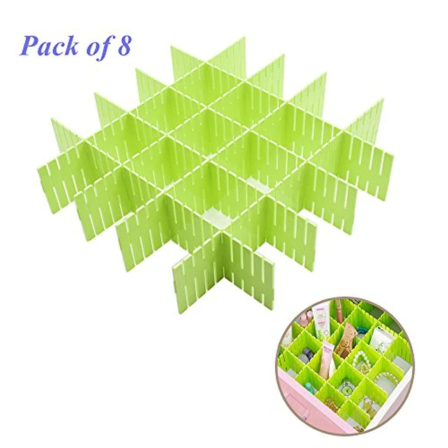Alt view image 4 of 5 - 8pcs DIY Plastic Drawer Organizer Adjustable Drawer Dividers for Home Tidy Closet, Socks, Underwear, office school supplies, kitchen utensil tools (Clear White)