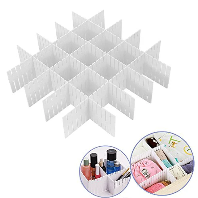 Alt view image 5 of 5 - 8pcs DIY Plastic Drawer Organizer Adjustable Drawer Dividers for Home Tidy Closet, Socks, Underwear, office school supplies, kitchen utensil tools (Clear White)