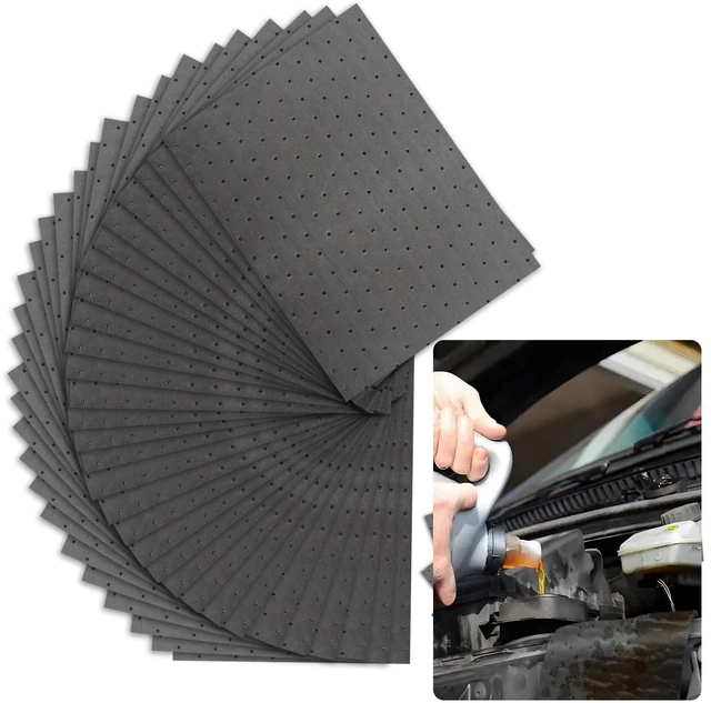 Main image of 30PCS Oil Absorbent Pads 13 * 10.1",Powerful Polypropylene Oil Spill Mat Absorbs Soaks Coolant/Oil/Grease/Water-Based Fluids,Universal Reusable Oil Drain Splash Pad Car Accessories (30PCS)