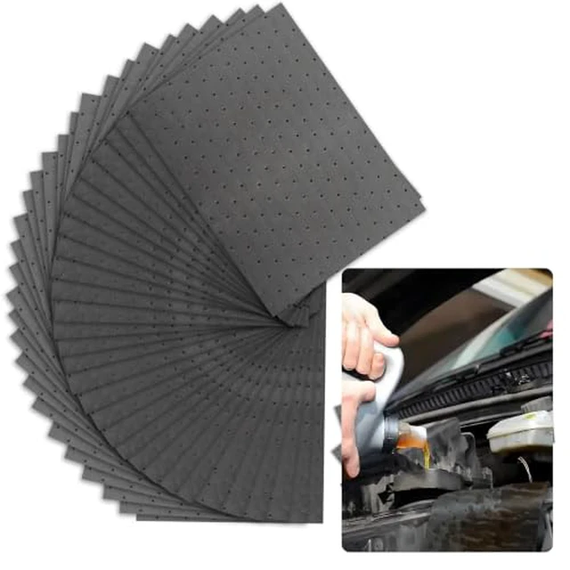 Alt view image 2 of 3 - 30PCS Oil Absorbent Pads 13 * 10.1",Powerful Polypropylene Oil Spill Mat Absorbs Soaks Coolant/Oil/Grease/Water-Based Fluids,Universal Reusable Oil Drain Splash Pad Car Accessories (30PCS)