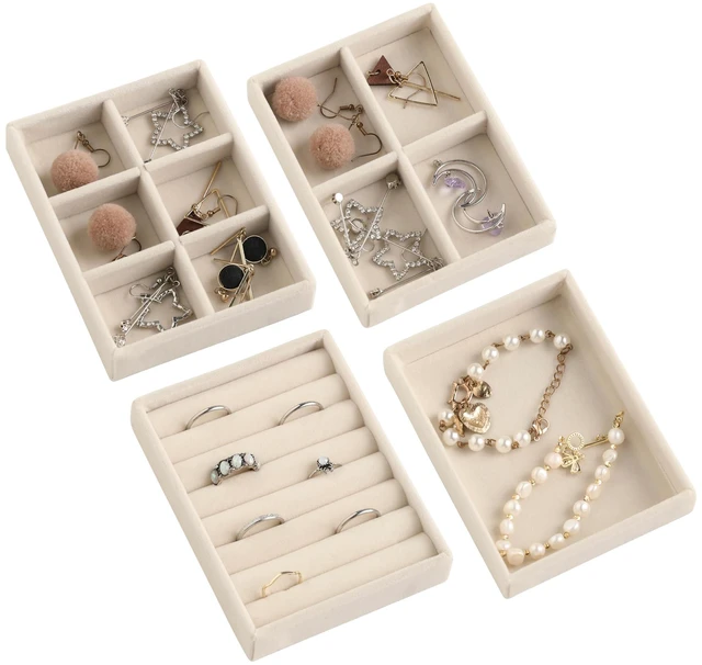 Main image of Frebeauty Small Jewelry Organizer for Drawer,Set of 4 Velvet Jewelry Trays