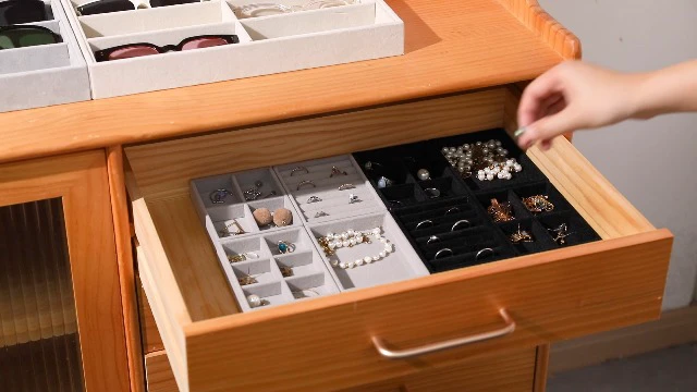 Alt view image 5 of 5 - Frebeauty Small Jewelry Organizer for Drawer,Set of 4 Velvet Jewelry Trays