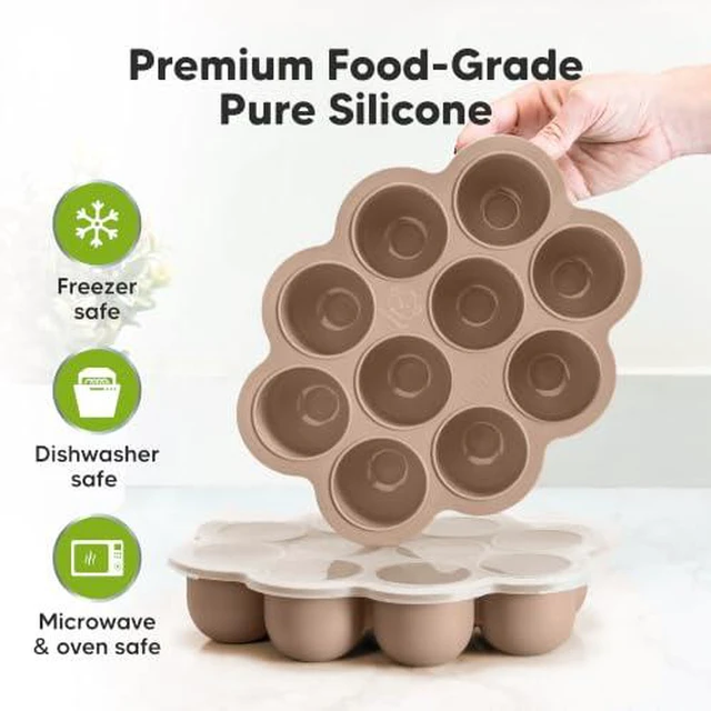 Alt view image 2 of 7 - KeaBabies Silicone Food Freezer Trays with Lid, 2oz x 10 Pods (Chai Latte)