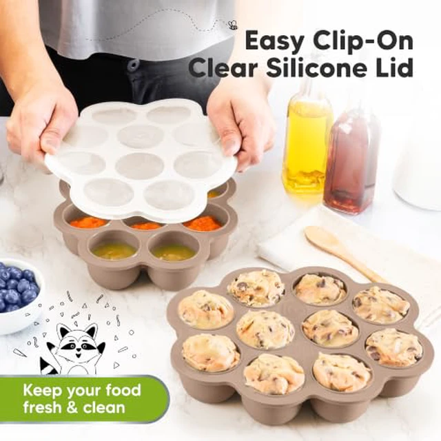 Alt view image 3 of 7 - KeaBabies Silicone Food Freezer Trays with Lid, 2oz x 10 Pods (Chai Latte)