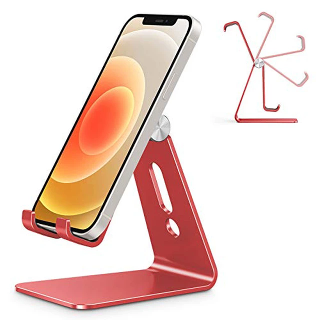 Alt view image 2 of 5 - C2 Adjustable Aluminum Cell Phone Stand with Charging Cutout, Red