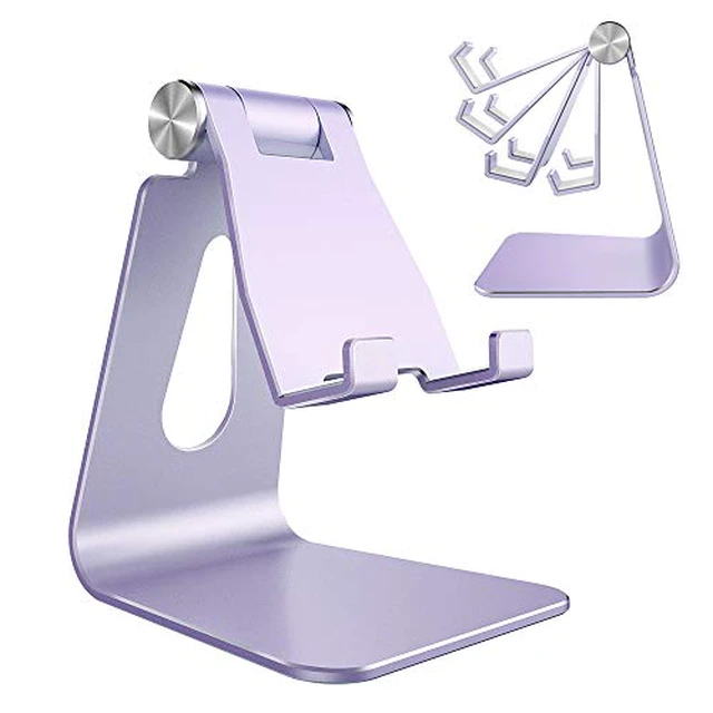 Alt view image 2 of 5 - CreaDream Adjustable Cell Phone Stand, Phone Stand, Cradle, Dock, Holder, Aluminum Desktop Stand Compatible with Phone 13 12 11 Pro Max Charging, Accessories Desk, All Mobile Phones, Purple