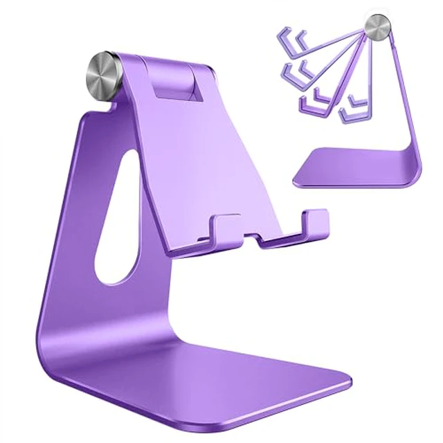 Alt view image 4 of 5 - CreaDream Adjustable Cell Phone Stand, Phone Stand, Cradle, Dock, Holder, Aluminum Desktop Stand Compatible with Phone 13 12 11 Pro Max Charging, Accessories Desk, All Mobile Phones, Purple