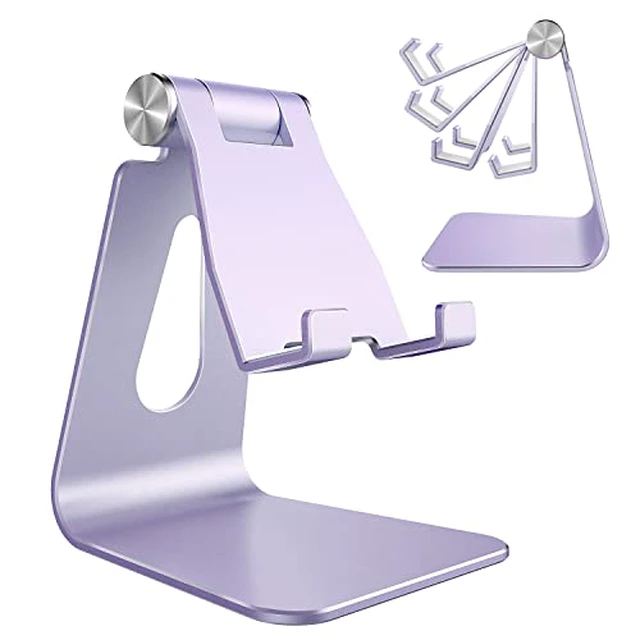 Alt view image 3 of 5 - CreaDream Adjustable Cell Phone Stand, Phone Stand, Cradle, Dock, Holder, Aluminum Desktop Stand Compatible with Phone 13 12 11 Pro Max Charging, Accessories Desk, All Mobile Phones, Purple