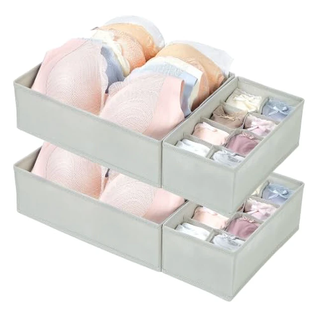 Alt view image 2 of 5 - M-L/34D-38C Large Bra Drawer Organizer, 4 Pack Foldable Fabric