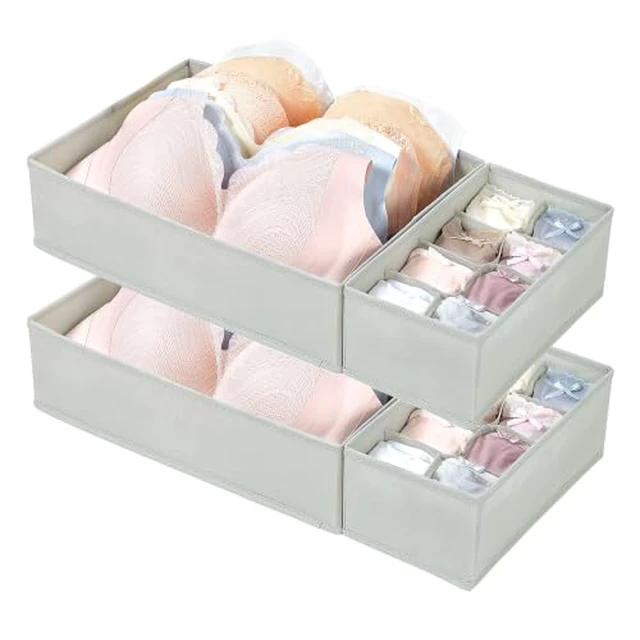 Alt view image 3 of 5 - M-L/34D-38C Large Bra Drawer Organizer, 4 Pack Foldable Fabric