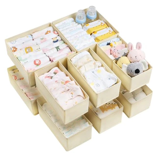 Alt view image 4 of 5 - M-L/34D-38C Large Bra Drawer Organizer, 4 Pack Foldable Fabric