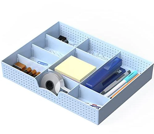 Alt view image 2 of 5 - Simple Houseware Drawer Organizer Tray, 9 Adjustable Compartments, White