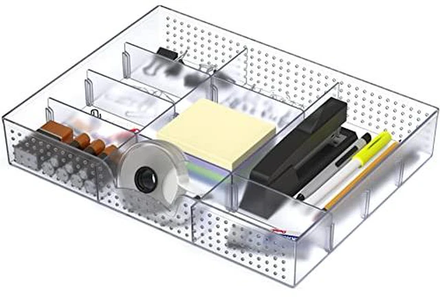 Alt view image 3 of 5 - Simple Houseware Drawer Organizer Tray, 9 Adjustable Compartments, White