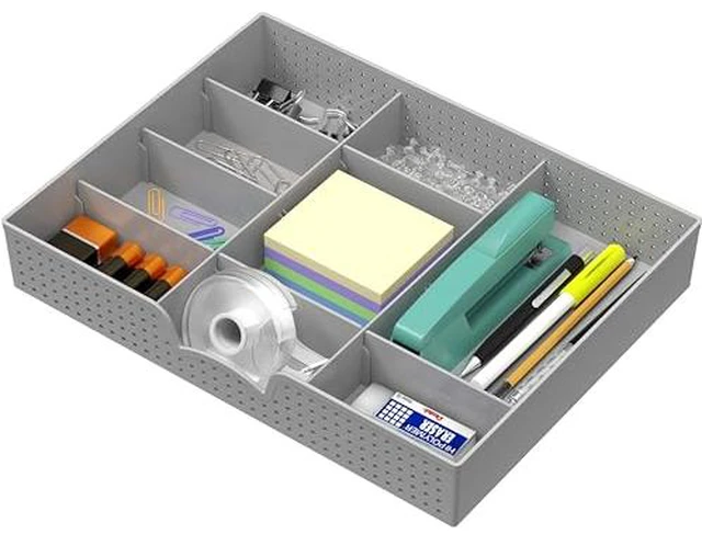 Alt view image 4 of 5 - Simple Houseware Drawer Organizer Tray, 9 Adjustable Compartments, White
