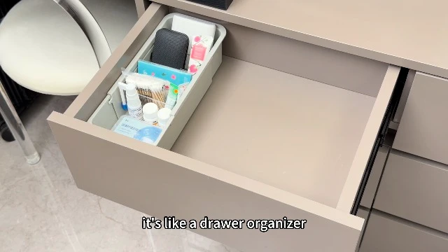 Alt view image 3 of 3 - Li&Zhao Drawer Organizer- Adjustable Storage Bins with 5 Dividers, Gray Clear Drawer Organizer for Kitchen, Bedroom, and Office, Expandable clear organizer bins for Makeup, Utensils, and Gadgets