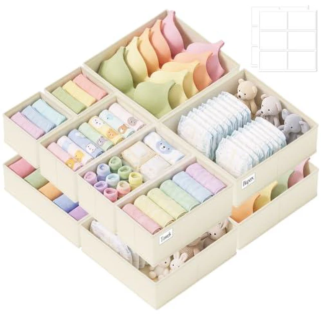 Alt view image 2 of 4 - Drawer Organizer Storage for Clothes, Socks, 10 Pack, Beige