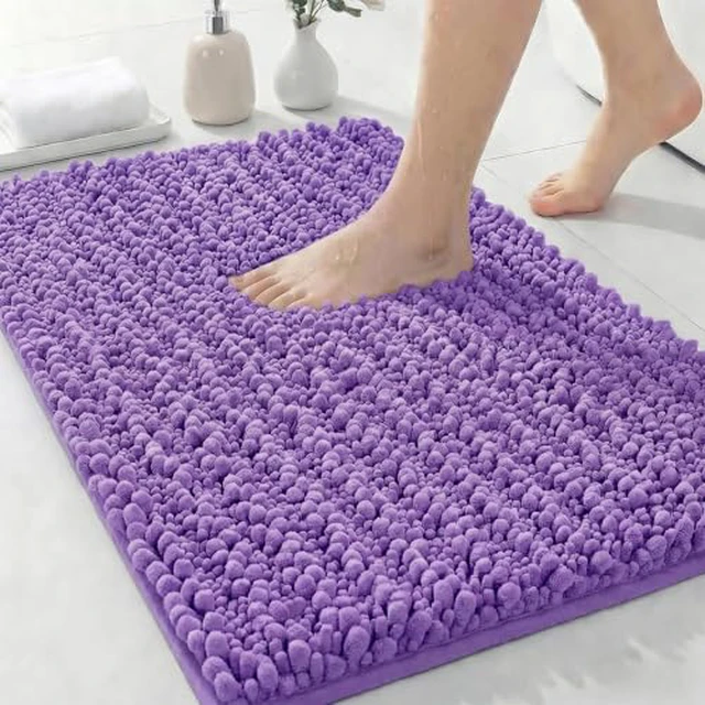 Alt view image 4 of 5 - ILANGO Bathroom Rug Dark Grey 24x17,Extra Soft Absorbent Chenille Bath Rug