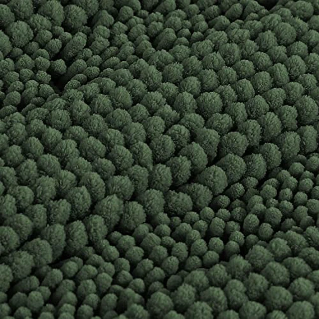 Alt view image 5 of 6 - Bath Rugs for Bathroom Non Slip Bath Mats Extra Thick Chenille Striped Rug 20" x 32" Absorbent Non Skid Fluffy Soft Shaggy Washable Dry Fast Plush Mat for Indoor, Bath Room, Tub - Sage
