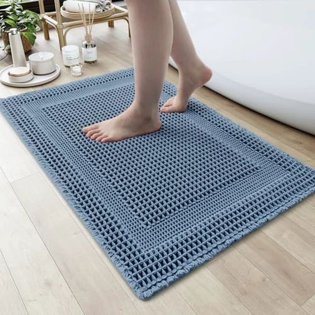 Alt view image 2 of 5 - AMOAMI Waffle Bath Mat, Absorbent Bathroom Rugs Non Slip 18''x30'' Beige