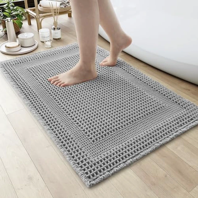 Alt view image 4 of 5 - AMOAMI Waffle Bath Mat, Absorbent Bathroom Rugs Non Slip 18''x30'' Beige