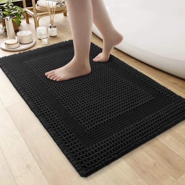 Alt view image 5 of 5 - AMOAMI Waffle Bath Mat, Absorbent Bathroom Rugs Non Slip 18''x30'' Beige