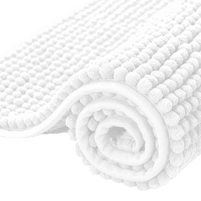 Alt view image 2 of 5 - SUBRTEX Bathroom Rugs Chenille Bath Rug Soft Short Plush Bath Mat Soft Shower Mat Water Absorbent Shower Mat Quick Dry Machine Washable(White,18" x 24")