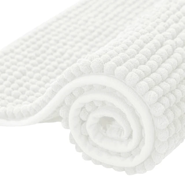 Alt view image 3 of 5 - SUBRTEX Bathroom Rugs Chenille Bath Rug Soft Short Plush Bath Mat Soft Shower Mat Water Absorbent Shower Mat Quick Dry Machine Washable(White,18" x 24")