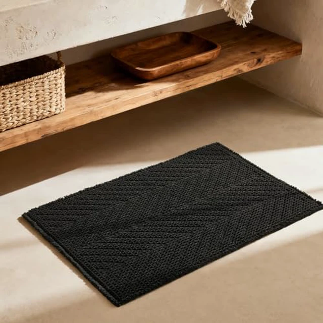 Alt view image 3 of 5 - Sunfly Boho Bathroom Rug, Herringbone Waffle Bath Mat Non-Slip Washable Super Absorbent Quick Dry, Farmhouse Bath Mat for Bathroom Floor Decor 20"*30" Khaki