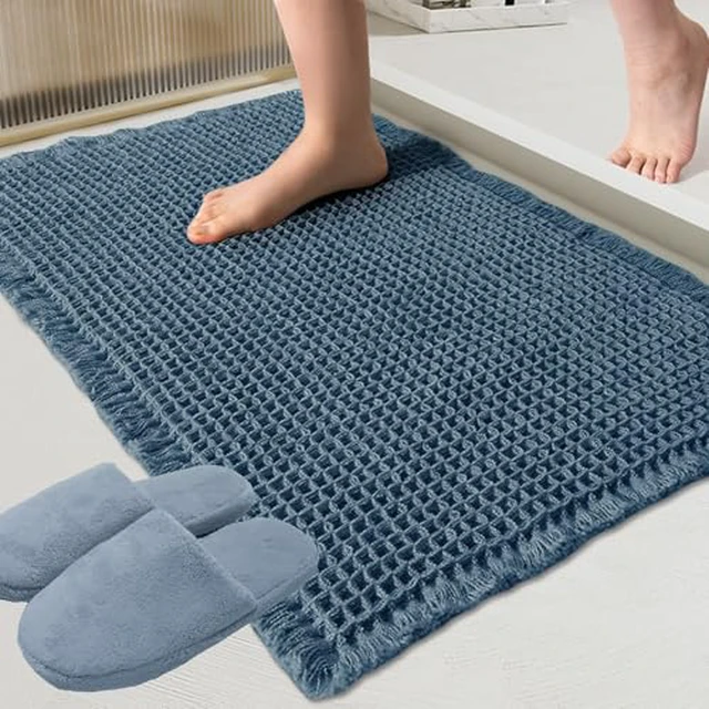 Alt view image 3 of 5 - ZALL Tan Waffle Bath Mat,Super Absorbent Non Slip Bathroom Rug,Brown 18x30inch,Machine Washable Ultra Soft Floor Mats