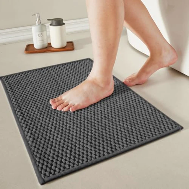 Alt view image 3 of 5 - TYUU Bathroom Rugs Non Slip Washable, Super Absorbent Thin Bath Mat Small Quick Dry Low Pile Bathroom Rug, Dark Grey 16"x24"