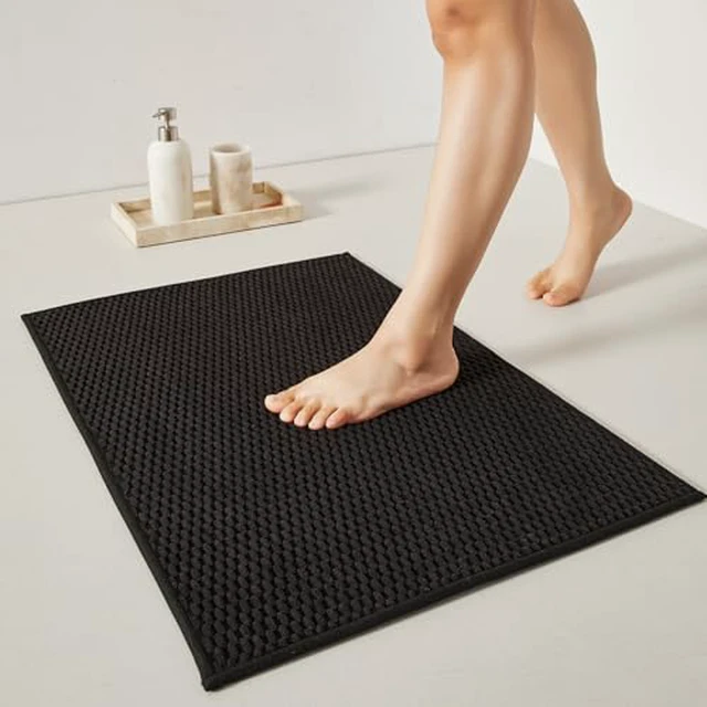 Alt view image 5 of 5 - TYUU Bathroom Rugs Non Slip Washable, Super Absorbent Thin Bath Mat Small Quick Dry Low Pile Bathroom Rug, Dark Grey 16"x24"