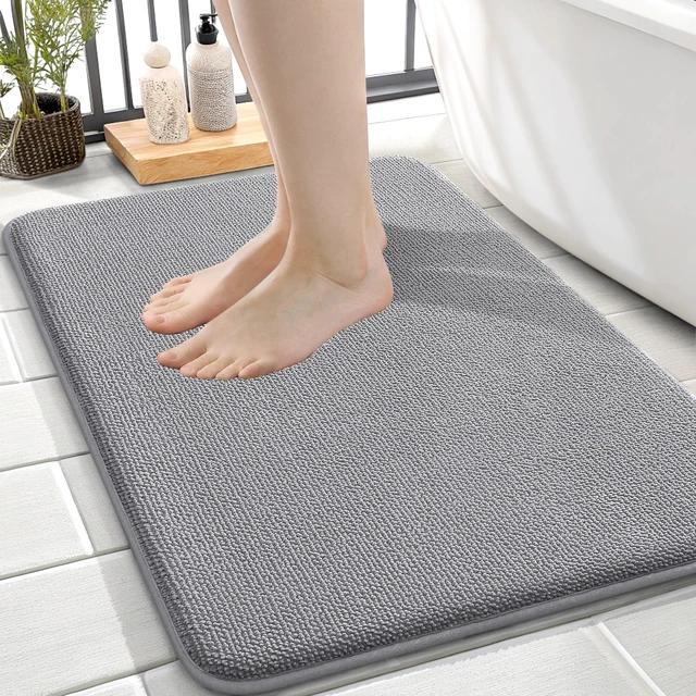 Main image of Thick Memory Foam Small Bathroom Rug 24x16, Absorbent Bath Mat, Grey