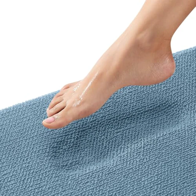 Alt view image 3 of 5 - Thick Memory Foam Small Bathroom Rug 24x16, Absorbent Bath Mat, Grey