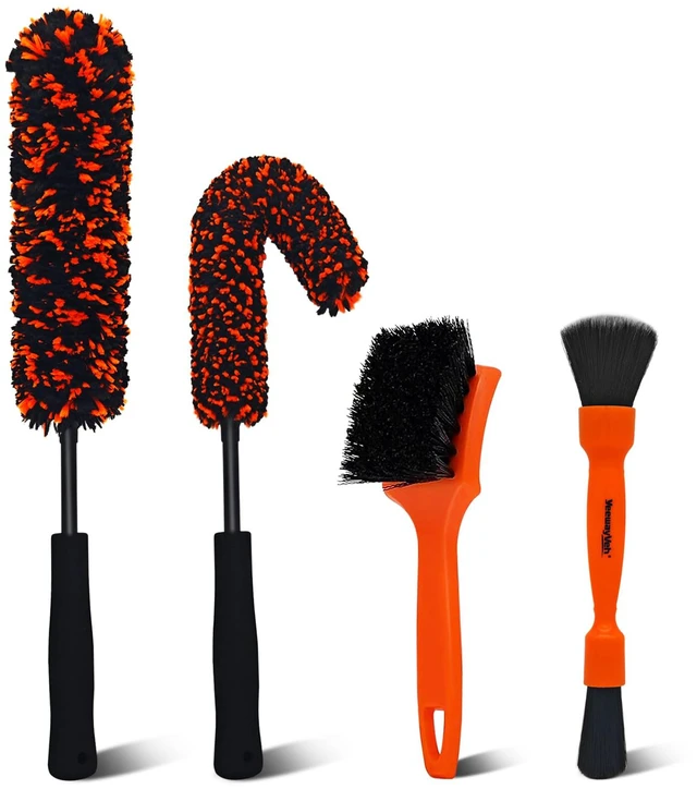 Main image of YeewayVeh 4PCS Car Wheel Cleaning Kit, Bendable Wool Brush, Orange&Black