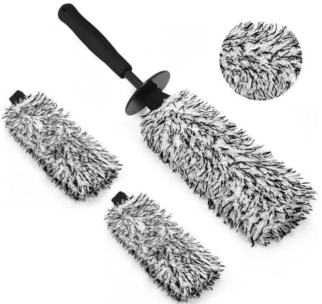 Alt view image 4 of 6 - YeewayVeh 4PCS Car Wheel Cleaning Kit, Bendable Wool Brush, Orange&Black