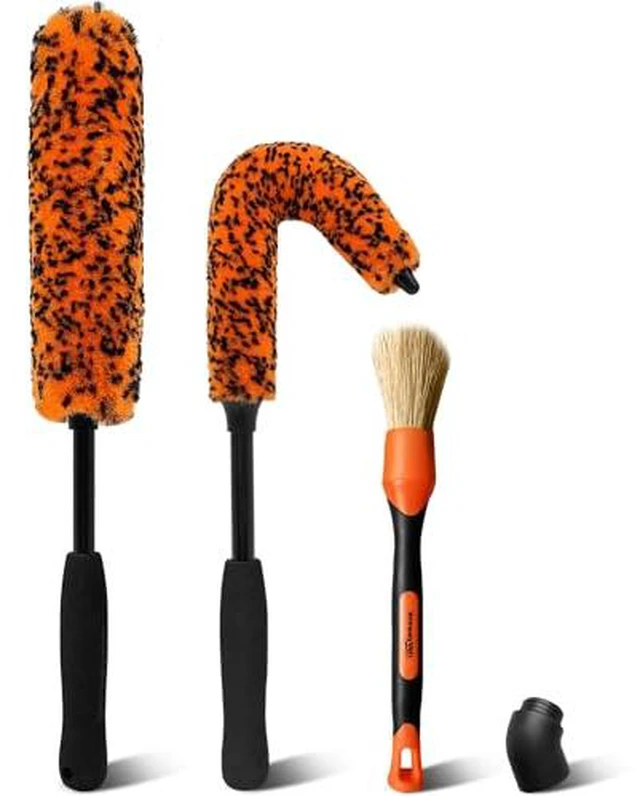 Alt view image 5 of 6 - YeewayVeh 4PCS Car Wheel Cleaning Kit, Bendable Wool Brush, Orange&Black