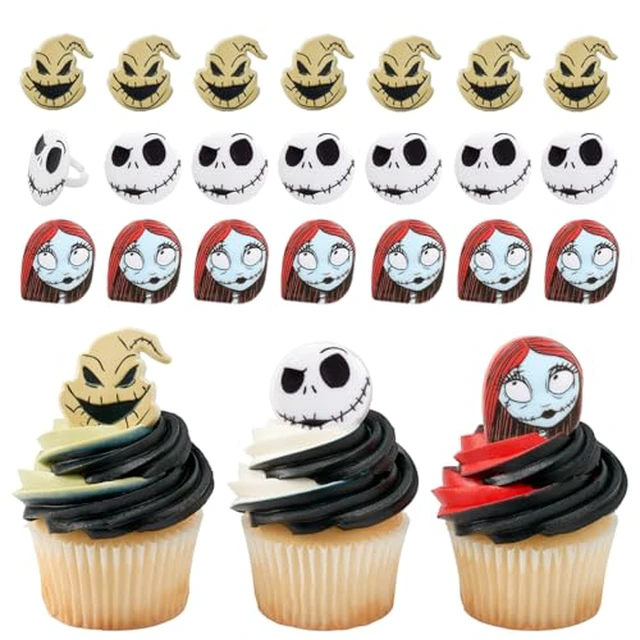 Alt view image 2 of 2 - The Nighmare Before Christmas Cupcake Decoration Toppers 24 Pack Cake Rings