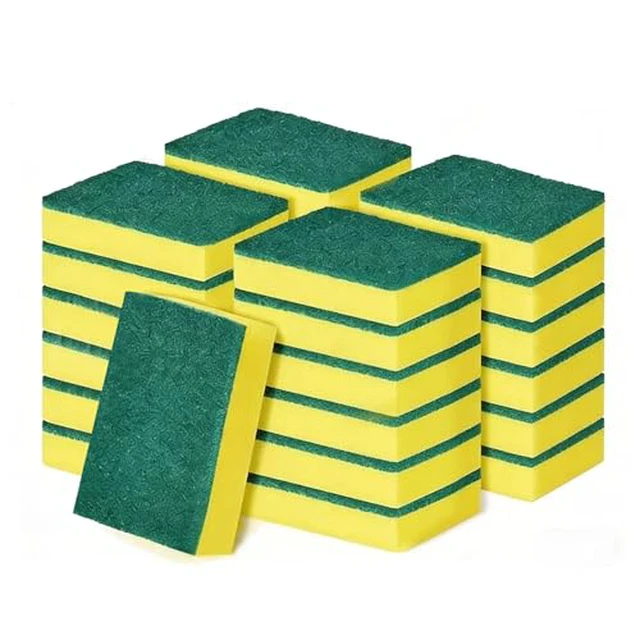 Alt view image 3 of 6 - 10-Pack Heavy Duty Scrub Sponges, Non-Scratch Kitchen Sponge with Durable Scouring Pad, Dual-Sided Cleaning Reusable Sponge for Dishes, Pots, Pans, Sinks Extra Absorbent & Long-Lasting